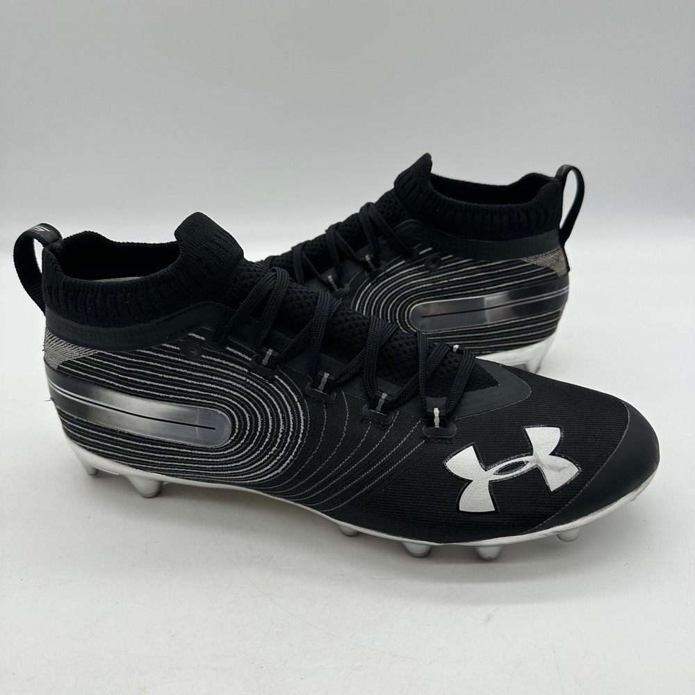 Under Armour 3020675-001 Mens 10.5 Spotlight MC Black / Chrome Football Cleats